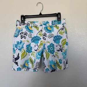 Tommy Bahama Women’s Shorts Size 2 Floral Tropical Blue White Bermuda Summer